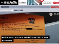 Bild zum Artikel: Polizei warnt: Postkarte im Briefkasten führt in teure Kostenfalle