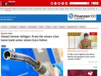 Bild zum Artikel: Ölpreise fallen - Diesel immer billiger: Preis für einen Liter kann bald unter einen Euro fallen