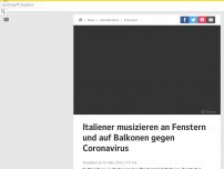 Bild zum Artikel: Italiener musizieren an Fenstern und auf Balkonen gegen Coronavirus