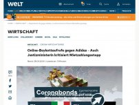 Bild zum Artikel: Online-Boykottaufrufe gegen Adidas – Auch Justizministerin kritisiert Mietzahlungsstopp