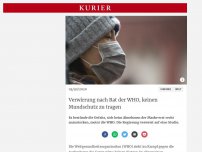 Bild zum Artikel: WHO rät davon ab, Mundschutz zu tragen