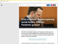 Bild zum Artikel: Krise verpennt? Bundesregierung wurde bereits 2012 vor Pandemie gewarnt