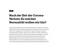 Bild zum Artikel: Nach der Zeit der Corona-Verbote:  Zu welcher Normalität wollen wir hin?