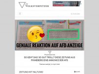 Bild zum Artikel: So geht das! So gut trollt diese Zeitung aus Pinneberg eine Annonce der AfD