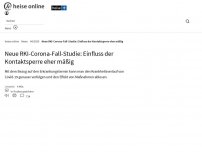 Bild zum Artikel: Neue RKI-Corona-Fall-Studie: Einfluss der Kontaktsperre eher mäßig