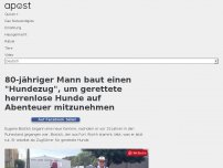 Bild zum Artikel: 80-jähriger Mann baut einen 'Hundezug', um gerettete herrenlose Hunde auf Abenteuer mitzunehmen