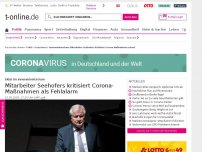 Bild zum Artikel: Eklat im Innenministerium: Mitarbeiter Seehofers kritisiert Corona-Maßnahmen als Fehlalarm