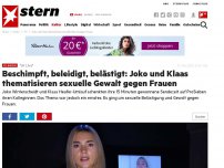 Bild zum Artikel: 'JK Live': Beschimpft, beleidigt, belästigt: Joko und Klaas thematisieren sexuelle Gewalt gegen Frauen