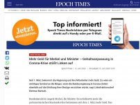 Bild zum Artikel: Mehr Geld für Merkel und Minister – Gehaltsanpassung in Corona-Krise stößt Linken auf