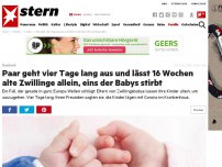 Bild zum Artikel: Russland: Paar geht vier Tage lang aus und lässt 16 Wochen alte Zwillinge allein, eins der Babys stirbt