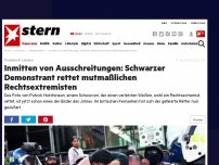 Bild zum Artikel: Proteste in London: Inmitten von Ausschreitungen: Schwarzer Demonstrant rettet weißen Rechtsextremisten