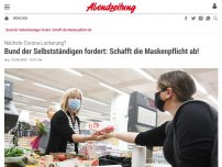 Bild zum Artikel: Nächste Corona-Lockerung? : Bund der Selbstständigen fordert: Schafft die Maskenpflicht ab!