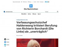 Bild zum Artikel: Antikapitalistische Linke - Verfassungsschutzchef Haldenwang kritisiert Berufung von Richterin Borchardt (Die Linke) als 'unerträglich'