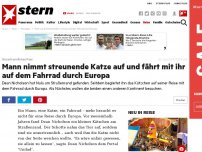 Bild zum Artikel: Unzertrennliches Paar: Mann nimmt streunende Katze auf und fährt mit ihr auf dem Fahrrad durch Europa