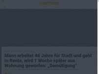 Bild zum Artikel: Mann arbeitet 46 Jahre für Stadt und geht in Rente, wird 1 Woche später aus Wohnung geworfen: „Demütigung“