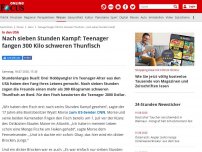 Bild zum Artikel: In den USA - Nach sieben Stunden Kampf: Teenager fangen 300 Kilo schweren Thunfisch