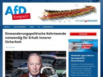 Bild zum Artikel: Einwanderungspolitische Kehrtwende notwendig für Erhalt Innerer Sicherheit