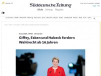 Bild zum Artikel: Demokratie: Giffey, Esken und Habeck für Wahlrecht ab 16 Jahren