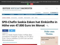Bild zum Artikel: SPD-Chefin Saskia Esken hat Einkünfte in Höhe von 47.000 Euro im Monat