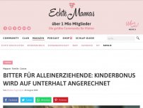 Bild zum Artikel: Bitter für Alleinerziehende: Kinderbonus wird auf Unterhalt angerechnet