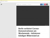 Bild zum Artikel: Berlin verbietet Corona-Demonstrationen am Wochenende