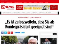 Bild zum Artikel: Offener Brief an Steinmeier „Es ist zu bezweifeln, dass Sie als Bundespräsident geeignet sind“
