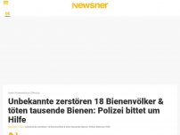 Bild zum Artikel: Unbekannte zerstören 18 Bienenvölker & töten tausende Bienen: Polizei bittet um Hilfe