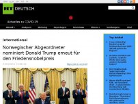 Bild zum Artikel: Norwegischer Abgeordneter nominiert Donald Trump erneut für den Friedensnobelpreis