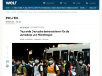 Bild zum Artikel: Tausende Deutsche demonstrieren für die Aufnahme von Flüchtlingen