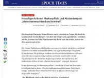 Bild zum Artikel: „Absolut menschenverachtend und kriminell“: Neurologin kritisiert Maskenpflicht und Abstandsregeln scharf