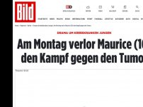 Bild zum Artikel: Drama um krebskranken Jungen - Am Montag verlor Maurice den Kampf gegen den Tumor