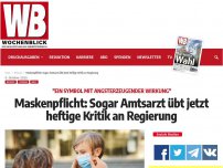 Bild zum Artikel: Maskenpflicht: Sogar Amtsarzt übt jetzt heftige Kritik an Regierung