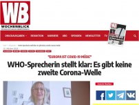 Bild zum Artikel: WHO-Sprecherin stellt klar: Es gibt keine zweite Corona-Welle