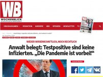 Bild zum Artikel: Anwalt belegt: Testpositive sind keine Infizierten. „Die Pandemie ist vorbei!“