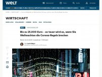 Bild zum Artikel: Bis zu 25.000 Euro – so teuer wird es, wenn Sie Weihnachten die Corona-Regeln brechen