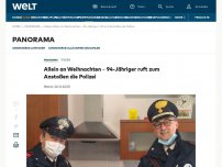 Bild zum Artikel: Allein an Weihachten – 94-Jähriger ruft zum Anstoßen die Polizei