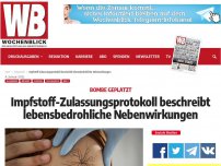 Bild zum Artikel: Impfstoff-Zulassungsprotokoll beschreibt lebensbedrohliche Nebenwirkungen