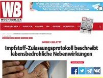 Bild zum Artikel: Impfstoff-Zulassungsprotokoll beschreibt lebensbedrohliche Nebenwirkungen