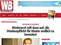 Bild zum Artikel: Kinderarzt ruft dazu auf, die Maskenpflicht für Kinder endlich zu beenden!