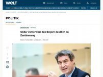 Bild zum Artikel: Söder verliert bei den Bayern deutlich an Zustimmung