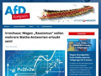 Bild zum Artikel: Irrenhaus: Wegen „Rassismus“ sollen mehrere Mathe-Antworten erlaubt sein!