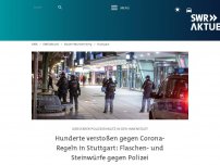 Bild zum Artikel: Hunderte verstoßen gegen Corona-Regeln in Stuttgart: Flaschen- und Steinwürfe gegen Polizei