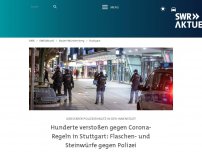 Bild zum Artikel: Hunderte verstoßen gegen Corona-Regeln in Stuttgart: Flaschen- und Steinwürfe gegen Polizei