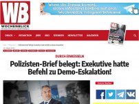 Bild zum Artikel: Polizisten-Brief belegt: Exekutive hatte Befehl zu Demo-Eskalation!