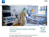 Bild zum Artikel: Coronavirus: Intensivmediziner fordern sofortigen Lockdown