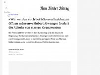 Bild zum Artikel: INTERVIEW - «Wir werden auch bei höheren Inzidenzen öffnen müssen»: Hubert Aiwanger fordert die Abkehr von starren Grenzwerten