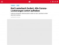 Bild zum Artikel: Karl Lauterbach fordert: Alle Corona-Lockerungen sofort aufheben