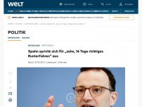 Bild zum Artikel: Spahn spricht sich für „zehn, 14 Tage richtiges Runterfahren“ aus