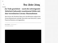 Bild zum Artikel: Zu Tode geschützt – auch die schweigende Mehrheit bekundet zunehmend Mühe mit den verordneten Corona-Massnahmen