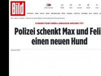 Bild zum Artikel: E-Biker fuhr ihren Labrador-Welpen tot - Polizei schenkt Max und Felix einen neuen Hund